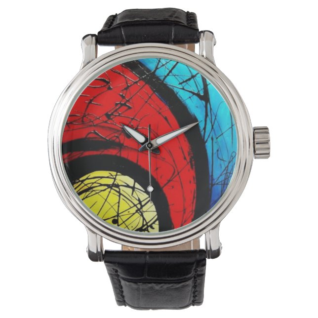 Funky Abstract Circles Art Horloge (Voorkant)