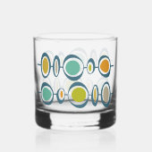 Funky Abstract Circles Green Blue Midcentury Whisky Glas (Voorkant)