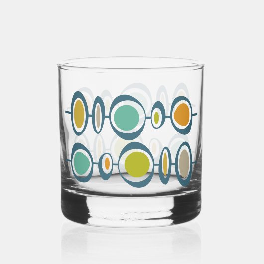 Funky Abstract Circles Green Blue Midcentury Whisky Glas (Achterkant)
