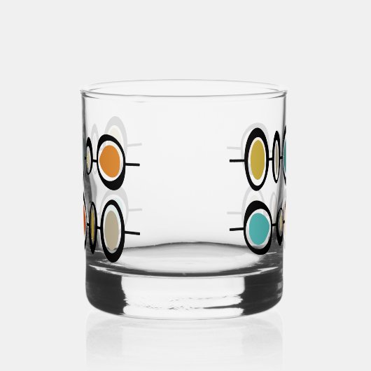 Funky Abstract Circles Turquoise Orange Midcentury Whisky Glas (Rechts)