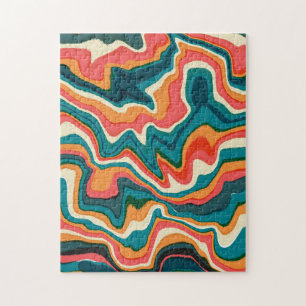 Funky Abstract Colorful Artsy Marble Swirl Ebru Legpuzzel