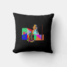Funky Abstract Dames Zwarte Worp Kussen