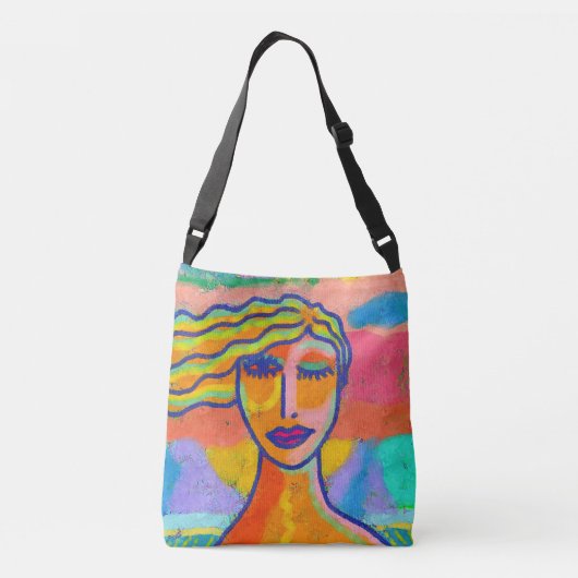 Funky Abstract digitaal schilderen Crossbody Tas (Achterkant)