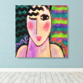 Funky Abstract digitaal schilderen van een vrouw Canvas Afdruk (Insitu (Houten vloer))