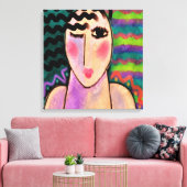 Funky Abstract digitaal schilderen van een vrouw Canvas Afdruk (Insitu (Woonkamer))