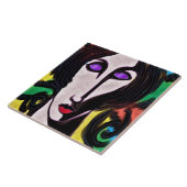 Funky Abstract digitaal schilderen van een vrouw Tegeltje (Zijkant)
