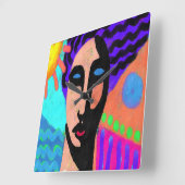 Funky Abstract digitaal schilderen Vierkante Klok (Hoek)