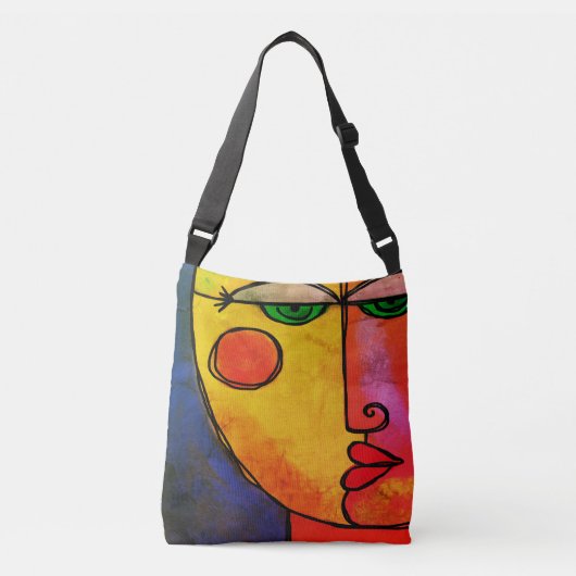Funky Abstract Face Crossbody Tas (Voorkant)