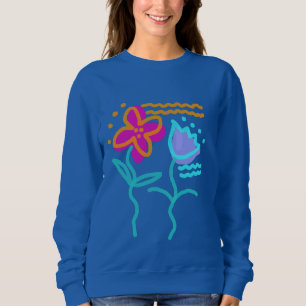 Funky Abstract Flowers Art to Draag Trui