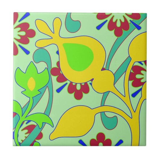 Funky Abstract Flowers Tegeltje (Voorkant)