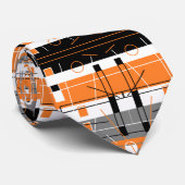 Funky Abstract Geometrie Oranje Zwart Stropdas (Opgerold)