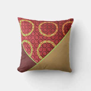 Funky Abstract Gold Lime Green Wine Red Circle Buitenkussen