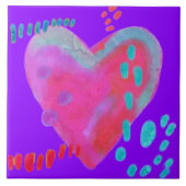 Funky Abstract Hart Digitaal Schilderen Tegeltje (Voorkant)