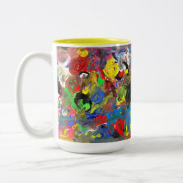 Funky Abstract Joyful Colorful Tweekleurige Koffiemok