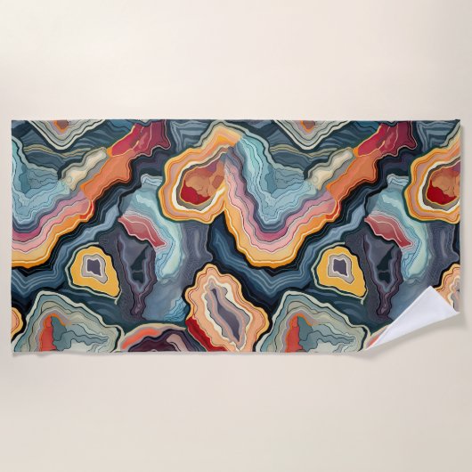 Funky Abstract Kleurrijke Agaat Geode Pattern Strandlaken (Voorkant)