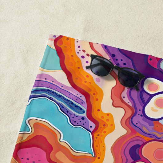 Funky Abstract Kleurrijke Agaat Geode Pattern Strandlaken (In situ)