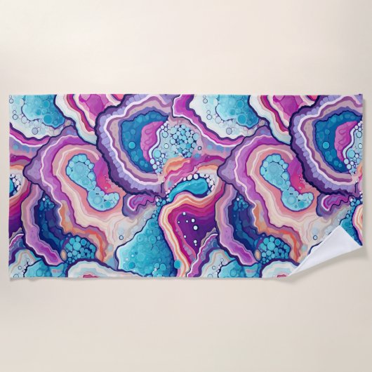Funky Abstract Kleurrijke Agaat Geode Pattern Strandlaken (Voorkant)