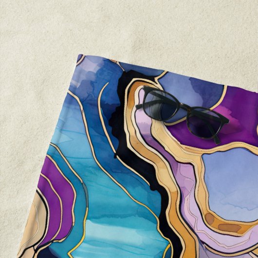 Funky Abstract Kleurrijke Agaat Geode Pattern Strandlaken (In situ)