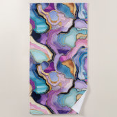 Funky Abstract Kleurrijke Agaat Geode Pattern Strandlaken (Voorkant)