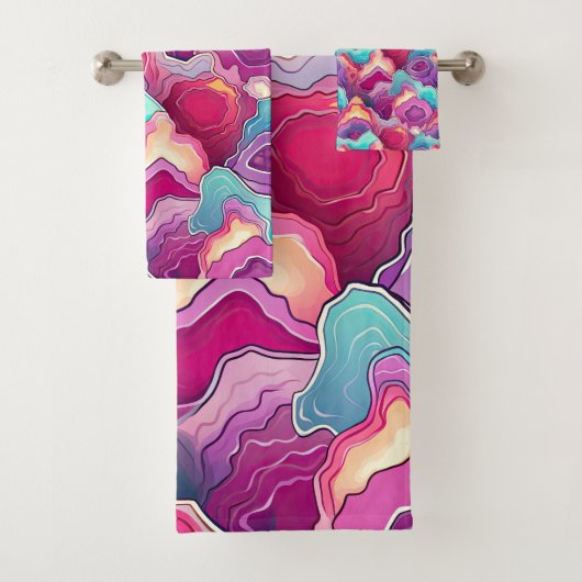 Funky Abstract kleurrijke patroonbadkamer Bad Handdoek (Insitu)