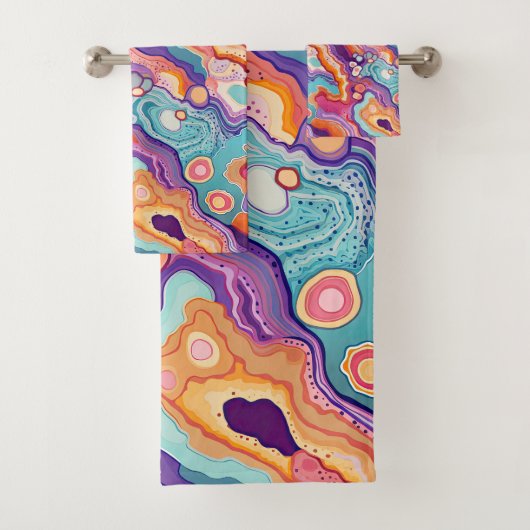 Funky Abstract kleurrijke patroonbadkamer Bad Handdoek (Insitu)