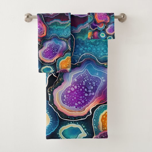 Funky Abstract kleurrijke patroonbadkamer Bad Handdoek (Insitu)