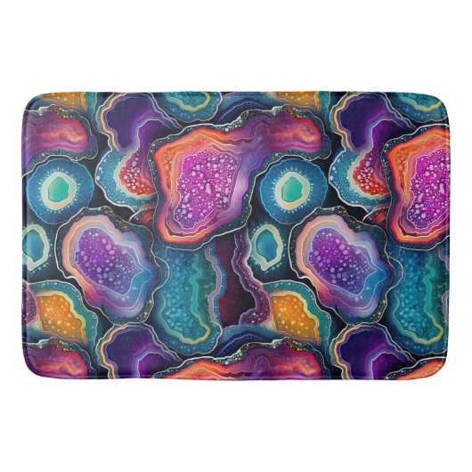 Funky Abstract kleurrijke patroonbadkamer Badmat (Voorkant)