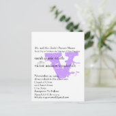 Funky Abstract Modern Monogram Paarse Bruiloft Briefkaart (Staand voorkant)