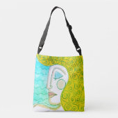 Funky Abstract portret van een vrouw Crossbody Tas (Achterkant)