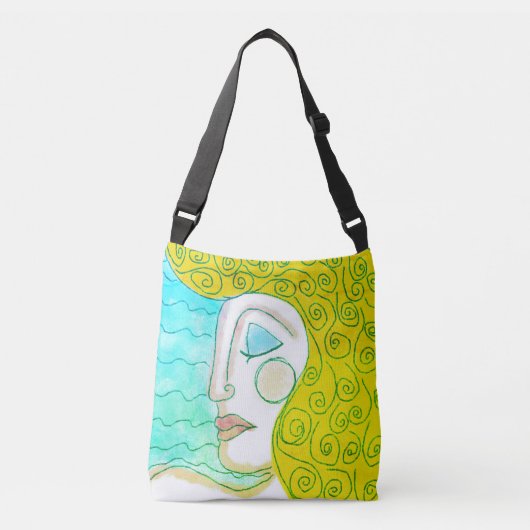 Funky Abstract portret van een vrouw Crossbody Tas (Voorkant)