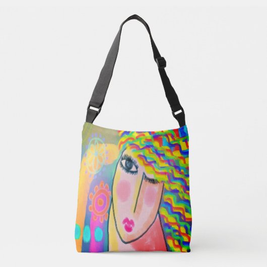 Funky Abstract portret van een vrouw Crossbody Tas (Voorkant)
