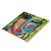 Funky Abstract Portret van een Vrouw Keramische Te Tegeltje (Zijkant)
