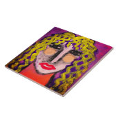 Funky Abstract portret van een vrouw Tegeltje (Zijkant)