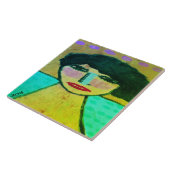 Funky Abstract portret van een vrouw Tegeltje (Zijkant)