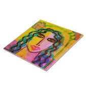 Funky Abstract portret van een vrouw Tegeltje (Zijkant)