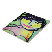 Funky Abstract portret van een vrouw Tegeltje (Zijkant)