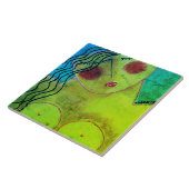 Funky Abstract portret van een vrouw Tegeltje (Zijkant)