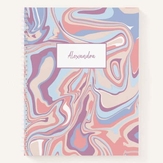 Funky Abstract Roze Swirl Marmeren Textuur Notitieboek (Voorkant)