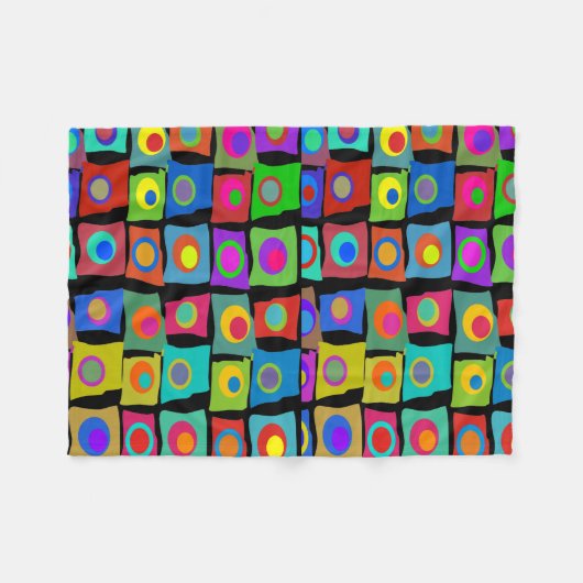 Funky Abstract Squares Fleece Deken (Voorkant (Horizontaal))