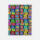 Funky Abstract Squares Fleece Deken (Voorkant)