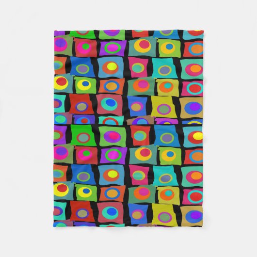 Funky Abstract Squares Fleece Deken (Voorkant)