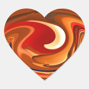 Funky Abstract verbrand Oranje en rood ontwerp Hart Sticker