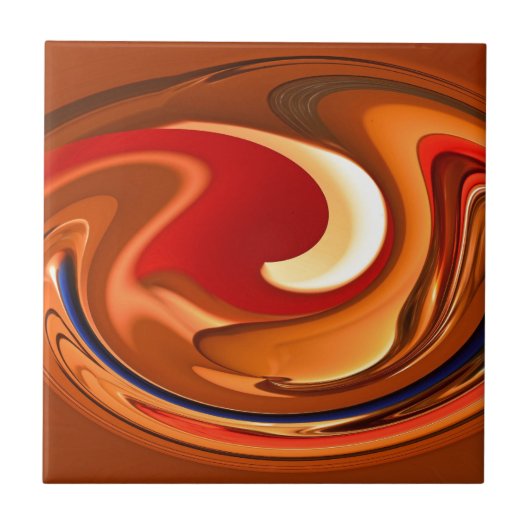 Funky Abstract verbrand Oranje en rood ontwerp Tegeltje (Voorkant)
