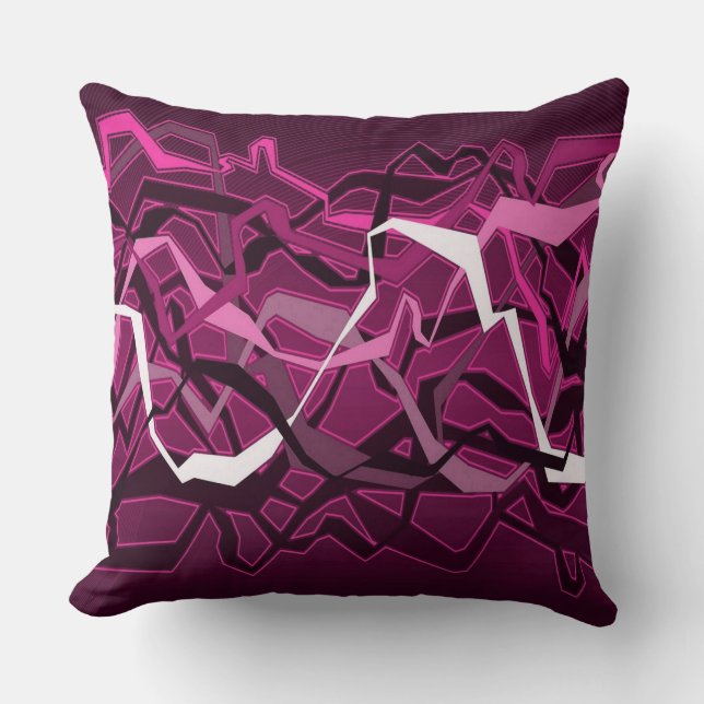 Funky Abstract Waves Pink Sierkussen (Voorkant)