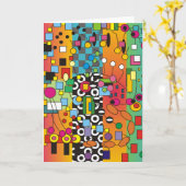 Funky Abstract Wenskaart Kaart (Gele Bloem)