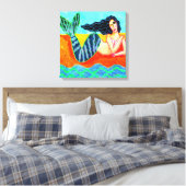 Funky Abstract Zeemeermin Art Stretched Canvas Pri Afdruk (Insitu (Slaapkamer))