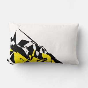 Funky Abstract Zwart Geel Patroon Kussen Cushion