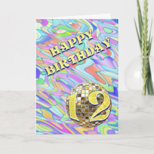 Funky abstracte 12-jarige verjaardagskaart kaart