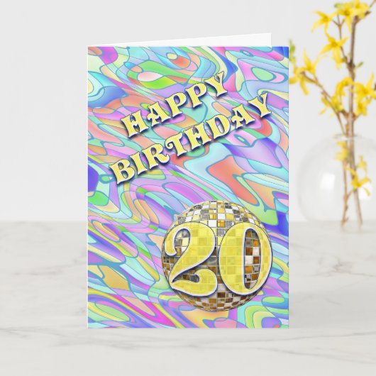 Funky abstracte 20-jarige verjaardagskaart kaart (Gele Bloem)