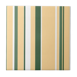 Funky Abstracte Art Beige White Green Lines Stripe Tegeltje